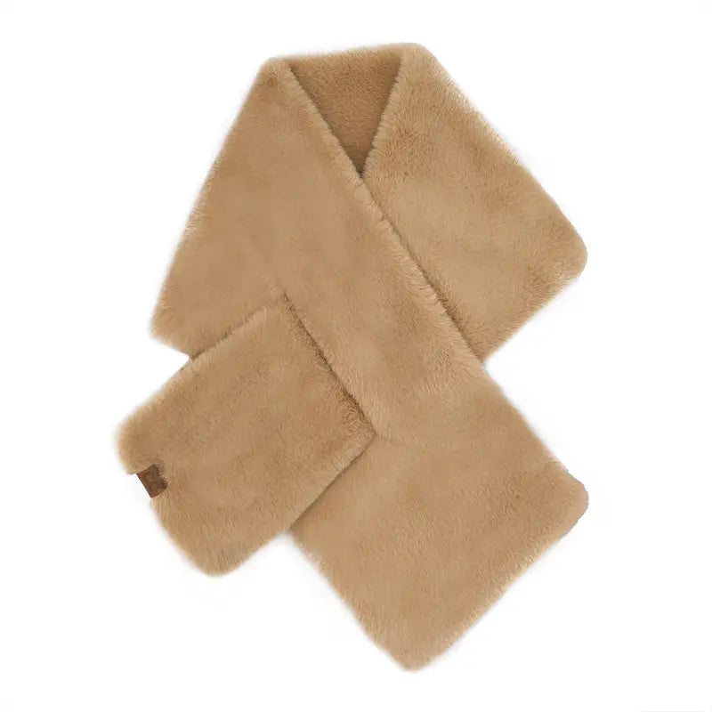 C.C Luxe Faux Fur Wrap Scarf – A Plush and Elegant Women's Accessory, Offering Ultimate Warmth and Sophistication with a Soft Faux Fur Finish Winter Soft Warm Shawl