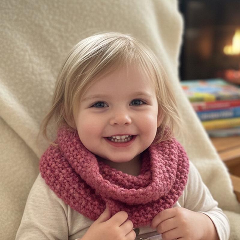 Toddler Girls' Plain Knit Cowl Neck Warmer - Soft and Thick, Non-Bulky Thick Knit Winter Sports Outdoor Accessory, Christmas Gift