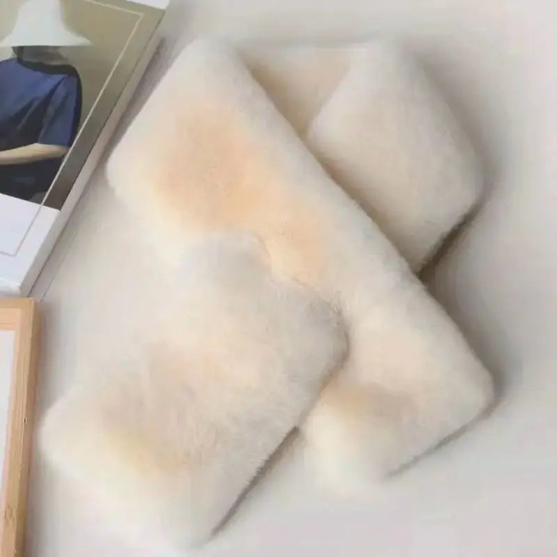 Unisex Soft Faux Fur Winter Scarf - Warm and Fashionable Flat Cross Scarf for Girls and Boys