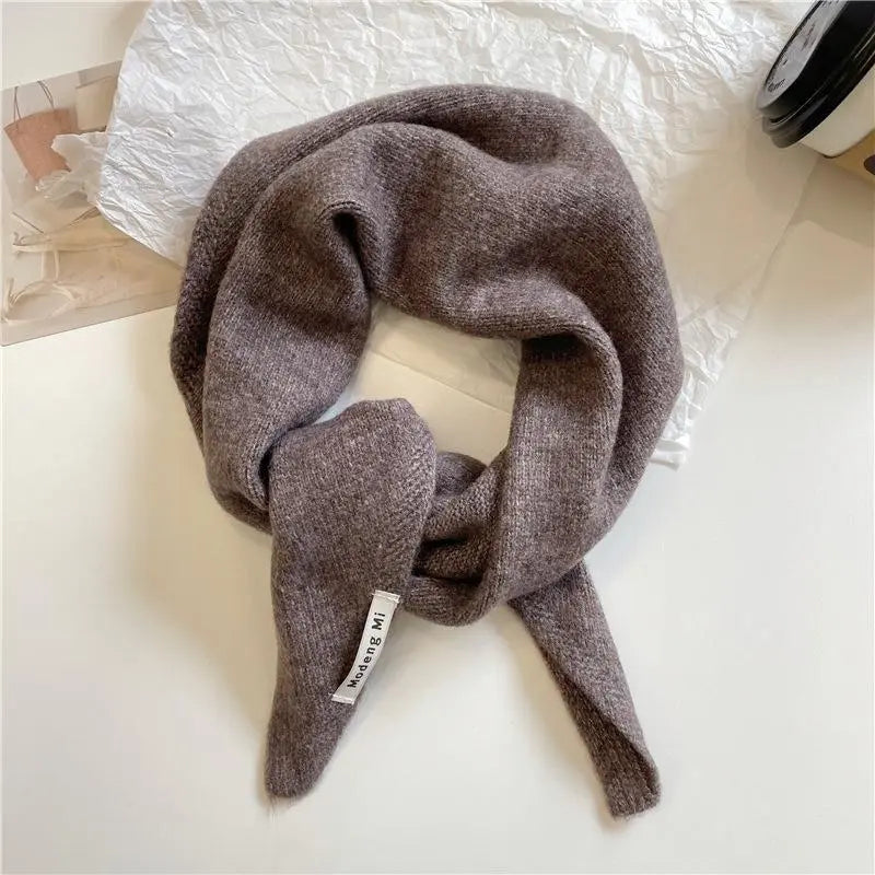 Winter Korea Knitted  Triangle Scarf Wool Warm Shawl Scarf Women Neck Protection Smallscarf Cashmere Scarf