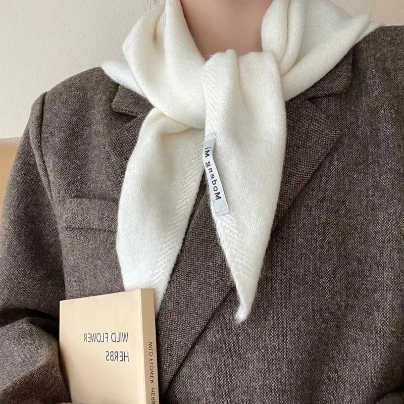 Winter Korea Knitted  Triangle Scarf Wool Warm Shawl Scarf Women Neck Protection Smallscarf Cashmere Scarf