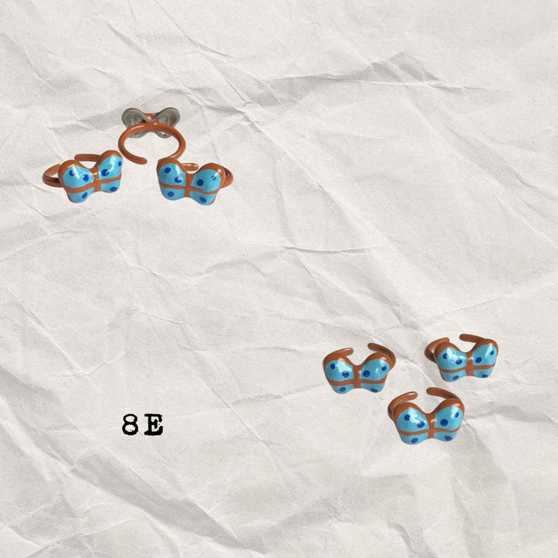 Handmade Bow Rings Cold Enamel Non Tarnish Size Adjustable Open Rings Stackable Retro Whimsical Fun Funky Chunky Y2K Colorful