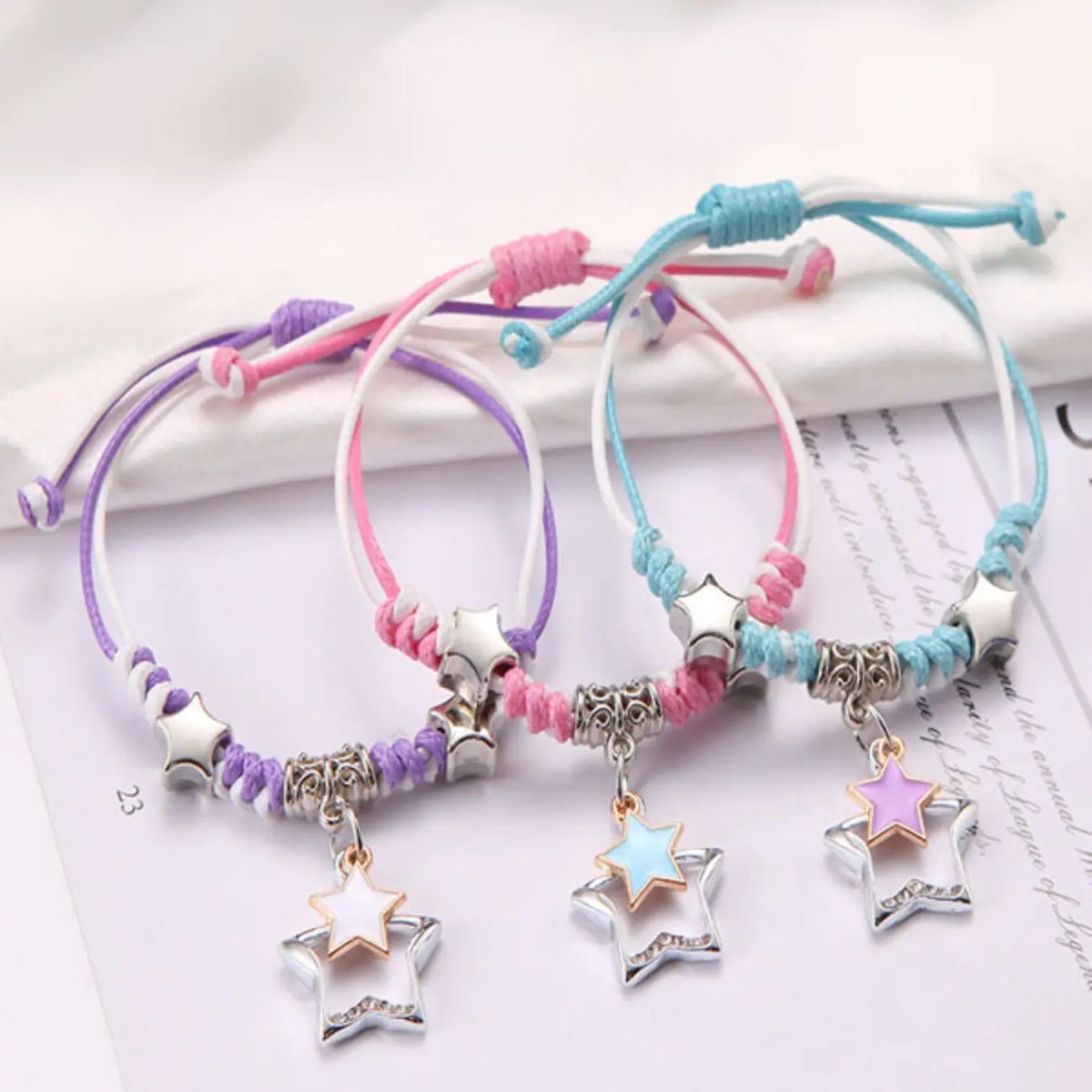 Three-Piece Student Friendship Bracelet Set, Handmade Korean Style Cute Woven Bracelets, Pretty Bracelet, Beautiful Bracelets, Plain Line Material, All Seasons Accessory