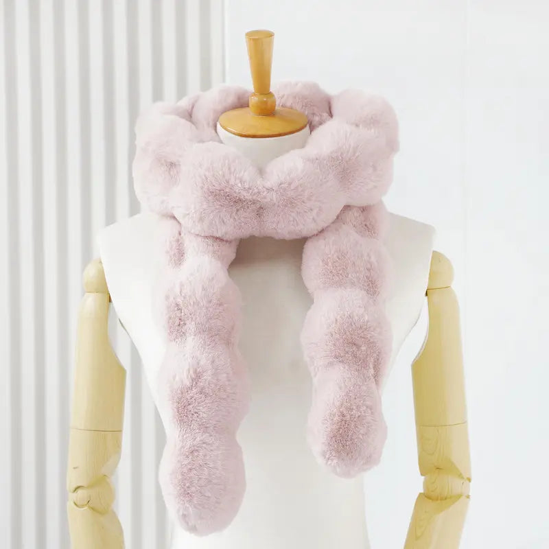 Luxurira Faux Fur Winter Scarf Simple  Accessory for Women Cold Wash Friendly Faux Fur Material 160cm x 8cm