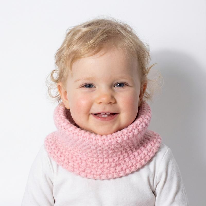 Toddler Girls' Plain Knit Cowl Neck Warmer - Soft and Thick, Non-Bulky Thick Knit Winter Sports Outdoor Accessory, Christmas Gift