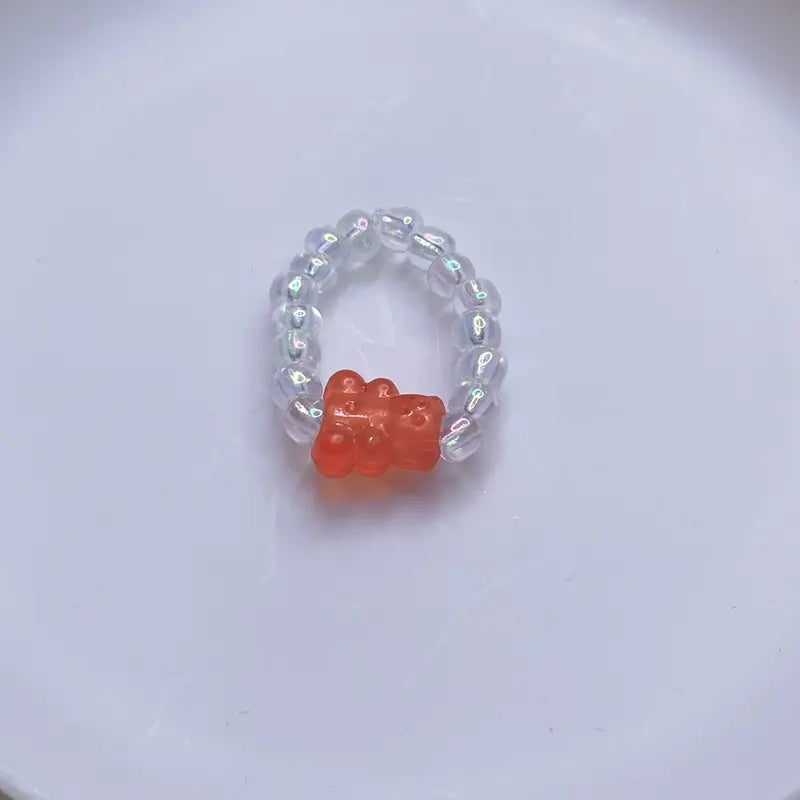 Dainty Beaded Gummy Bear Rings (Sets of 3)