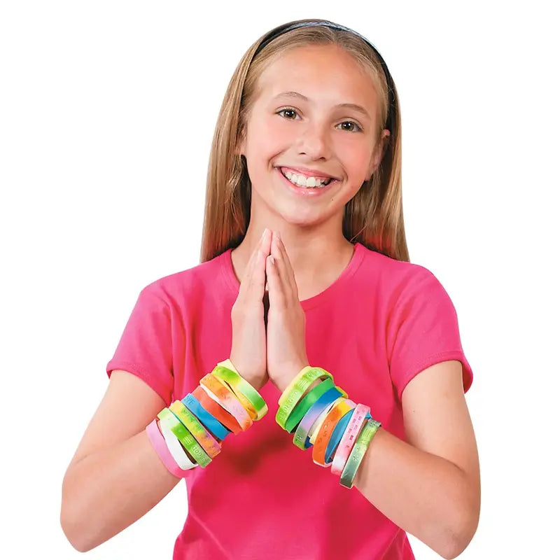 7 1/2" Bulk 100 Pc. Religious Sayings Solid Color & Patterned Rubber Bracelet Assortment